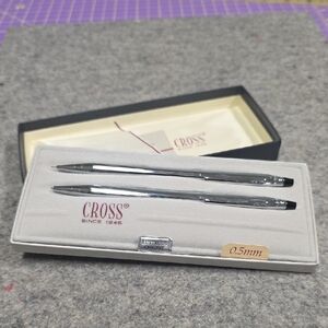 Chrome Ballpoint Pen and 0.5mm Mechanical Pencil Set — Silver